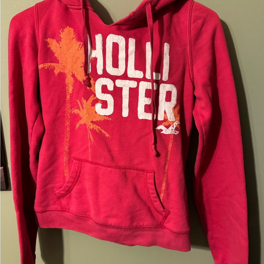 Hollister Women's Pink and Orange Hoodie Sweater